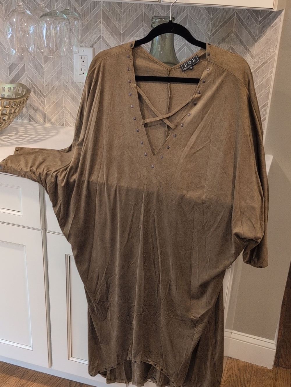 POL Size Medium Brown Faux Suede (Polyester) Dress/Caftan. NWOT